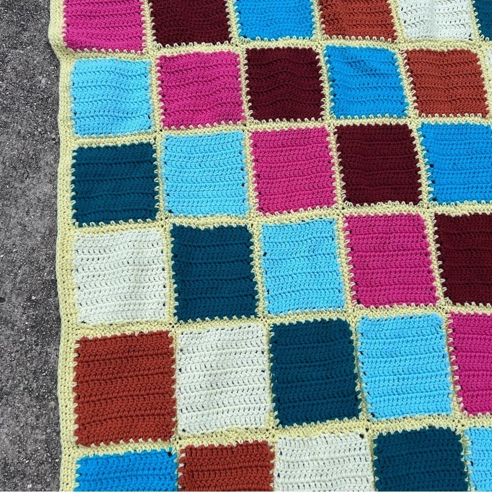 Colorful Crochet Granny Square Blanket/Throw